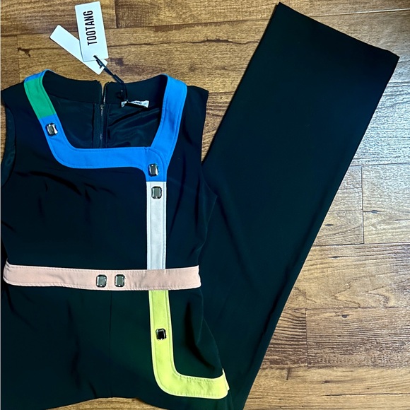 Too Tang • Large • Black W/ Color Block • Bling Diamond Stones • Jumpsuit • New - Picture 9 of 16